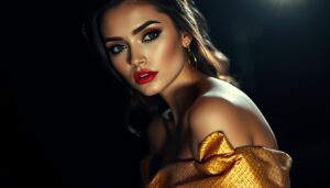 kobieta ubrana w stylu glamour